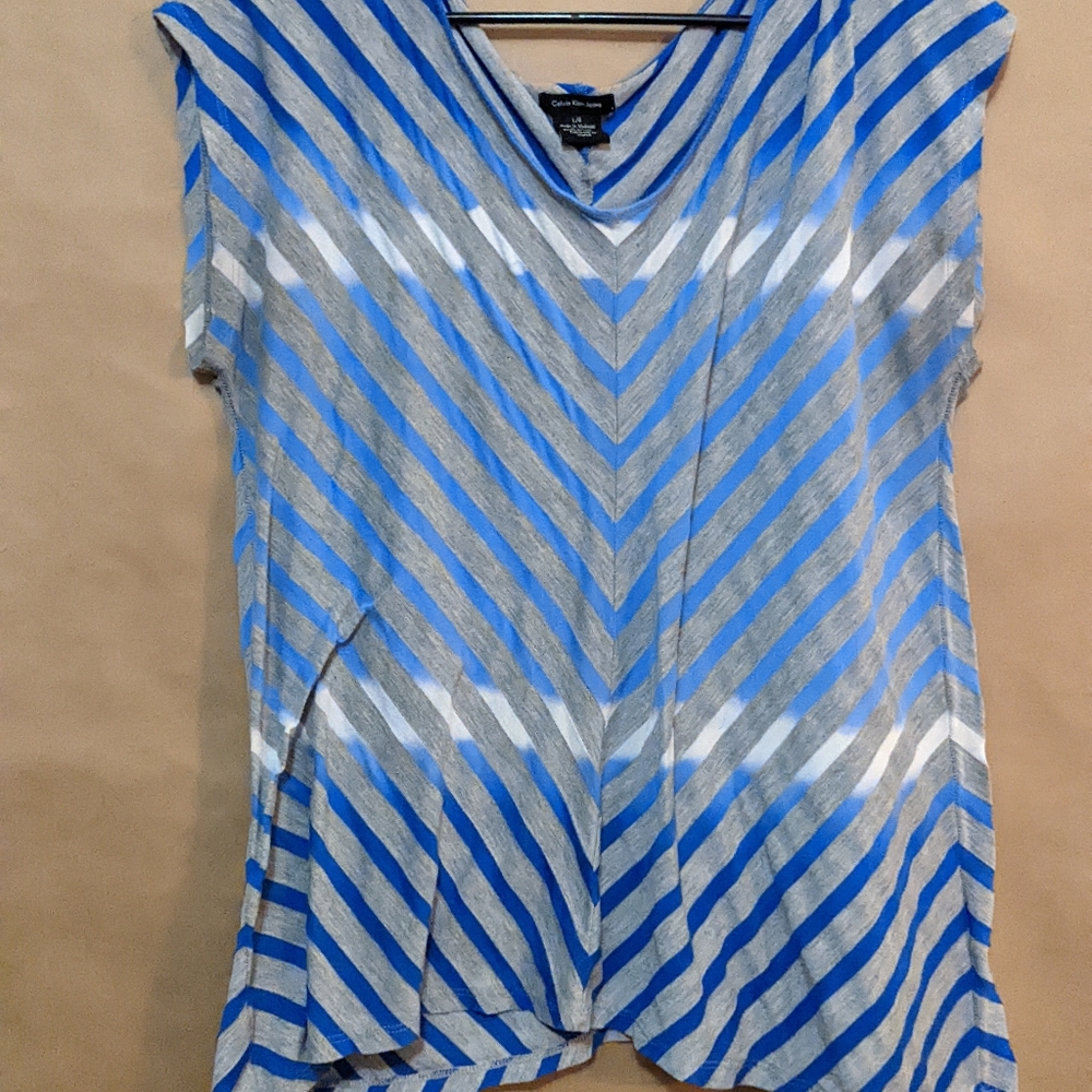 Calvin Klein Jeans grey and blue striped shirt